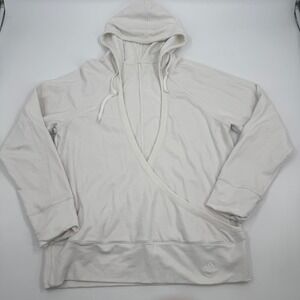 Adidas Women Wrap Hoodie Sweatshirt Cream‎ White Drawstring Hood Long Sleeve